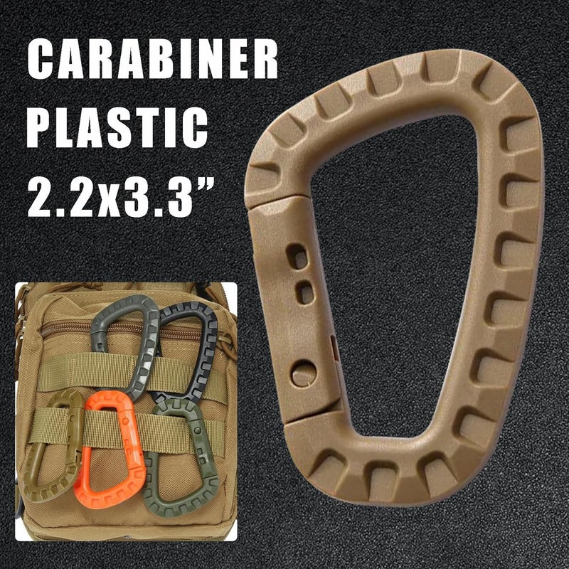 CooBigo Tactical Gear Clips Plastic Carabiner Keychain Clip D-Rings Spring Snap Hook for Backpack, Molle System, Bag, Key Chain - Image 4