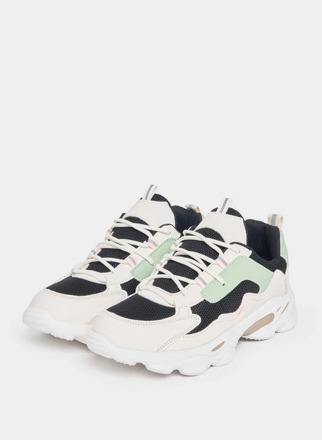 Styli Color Block Lace Up Chunky Sneakers