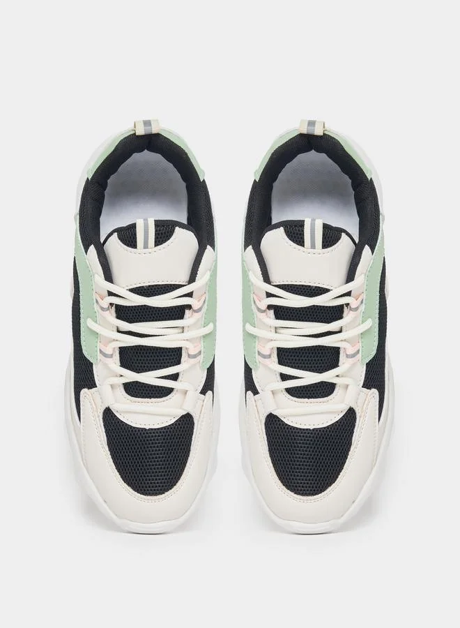 Styli Color Block Lace Up Chunky Sneakers