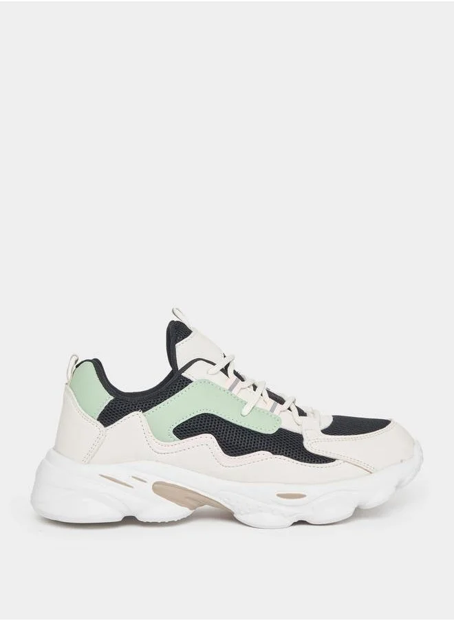 Styli Color Block Lace Up Chunky Sneakers