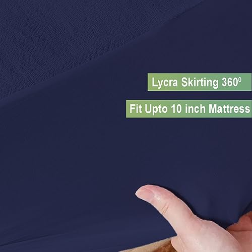 AVI Cotton Feel Terry Soft Waterproof Bed Mattress Protector Queen Size 78x60 inch | Washable Breathable Elastic Fitted Mattresses Cover for Queen Size Bed (6.5x5 feet, Navy Blue, Fit On 2-10 Inch) - Image 3