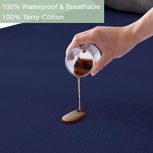 AVI Cotton Feel Terry Soft Waterproof Bed Mattress Protector Queen Size 78x60 inch | Washable Breathable Elastic Fitted Mattresses Cover for Queen Size Bed (6.5x5 feet, Navy Blue, Fit On 2-10 Inch) - Image 2