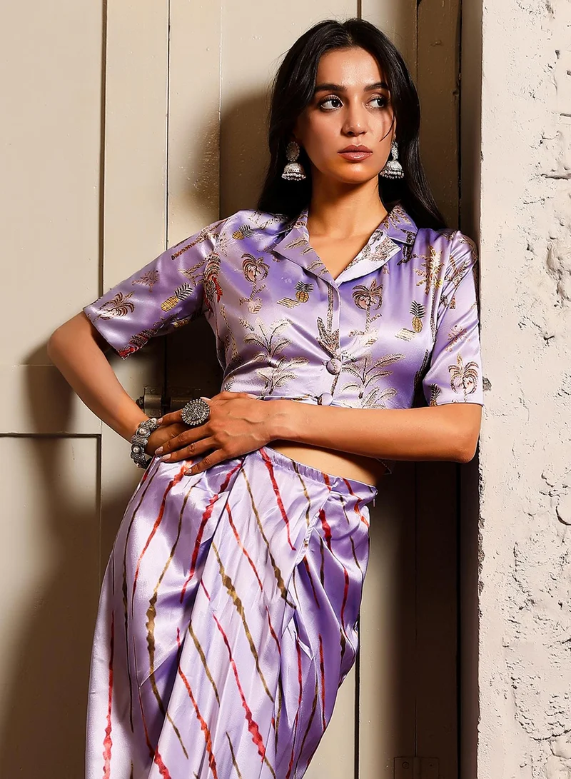  قصة مجموعة Midnight Black Indie Palm Co-Ord للسيدات