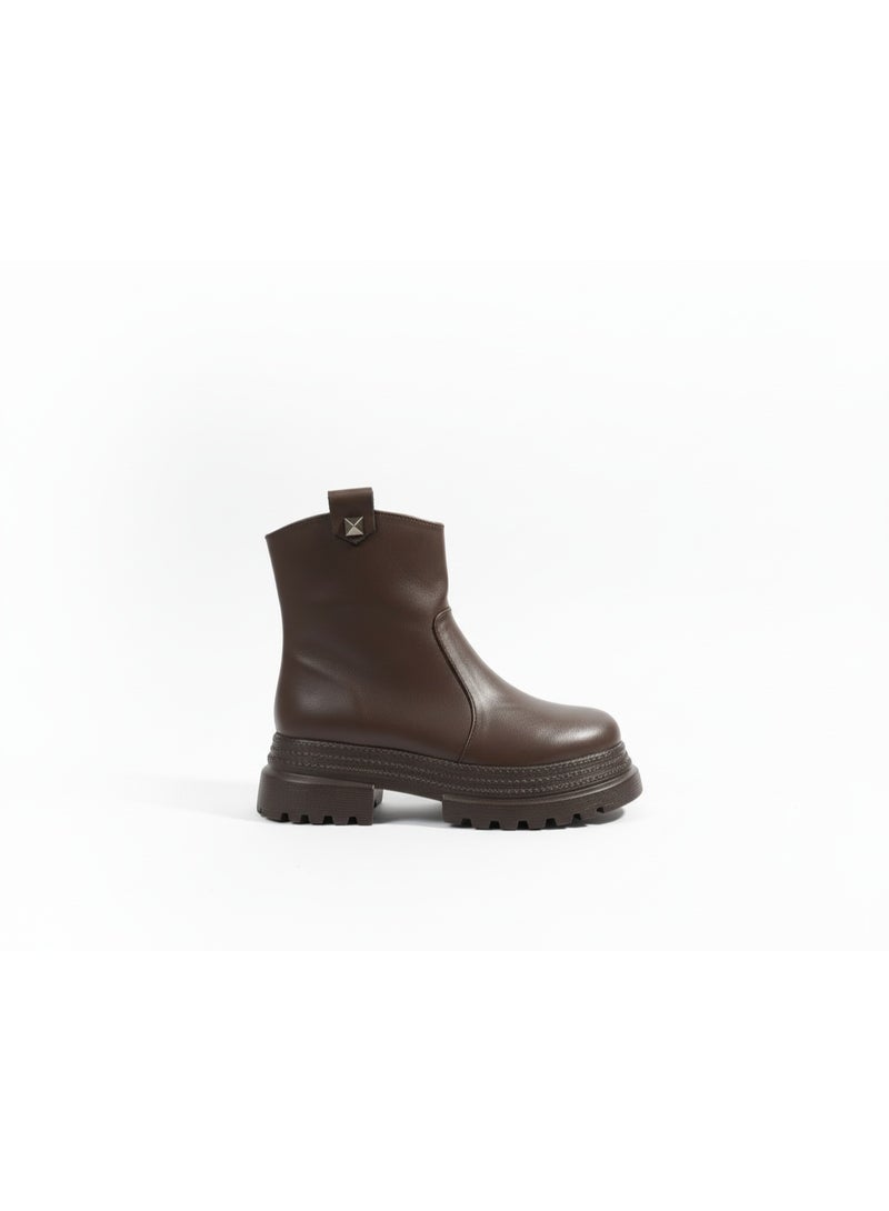 لايف ستيلاش  بوت طويل  من جلد و جينز LB-50 - بني - Image 5