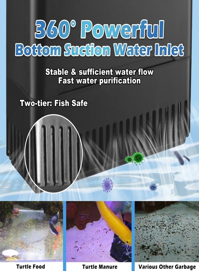 TARARIUM Turtle Tank Filter Aquarium Filter w/ Detachable U-V Light Power Adjustable 30-75 Gal. Large Internal Filter 4-Stage Waterfall Bio-Filtration Low Water Level for Freshwater Saltwater Fish Tank - Image 5