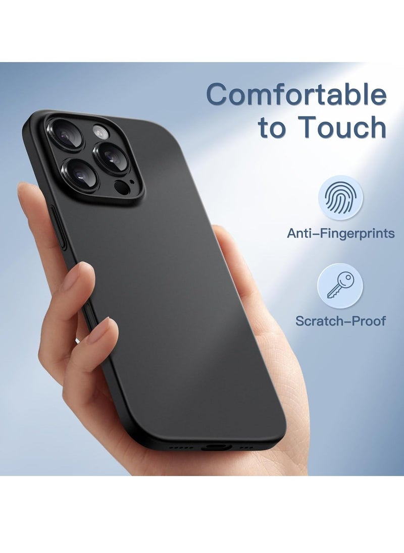 Ultra-Slim 0.35mm Case for iPhone 16 Pro Max (6.9 Inch) – Lightweight Matte Finish, Full Camera Lens Protection, Minimalist Hard Cover (Black)