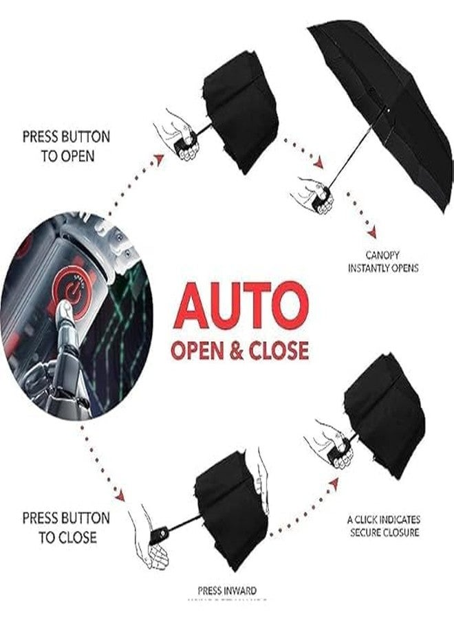 CHALISA Travel radium Umbrella Windproof Large Compact Automatic Umbrella for Men & Women, Auto Open & Close, Strong & Lightweight, Sun & Rain Protection, Portable Folding Umbrella with Cover Big Size for Kids & Adults - Image 3
