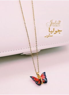 18K Gold Plated Stainless Steel Red Butterfly Necklace for Women Cubic Zirconia Colourful Butterfly Pendant Necklaces - pzsku/ZD309CD71AE06427F83EBZ/45/_/1715553595/81fa405a-602a-4ba3-9b39-24bcb262ee02