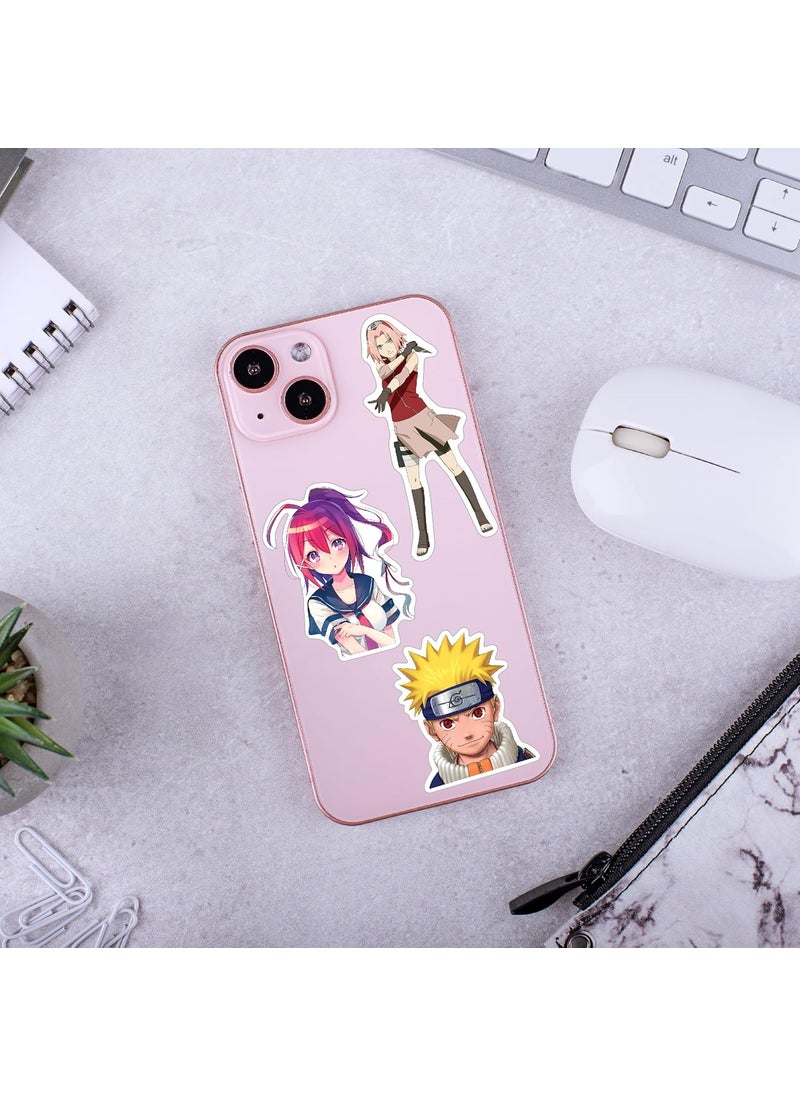 D2c D2C Anime Character Stickers with Glitter Finish Pack of 55 Waterproof Stickers for Laptop Journal Scrapbook Diary Guitar Mobile  - Image 3