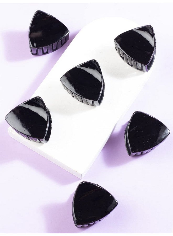 Accessher Black Color Acrylic Material Triangle Medium Size Hair Clip for Women and Girls (Pack of 6) (Black) - Image 5