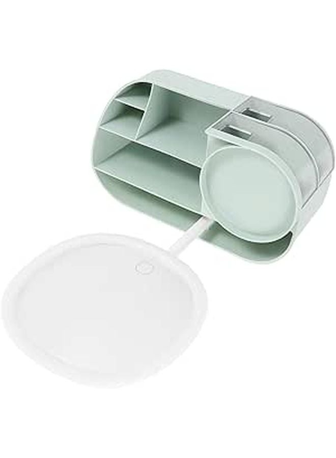 Makeup Organizer Box With Mirror And Brush Holder Drawer Style Matcha Green 26 5x14 5x10cm - Image 1