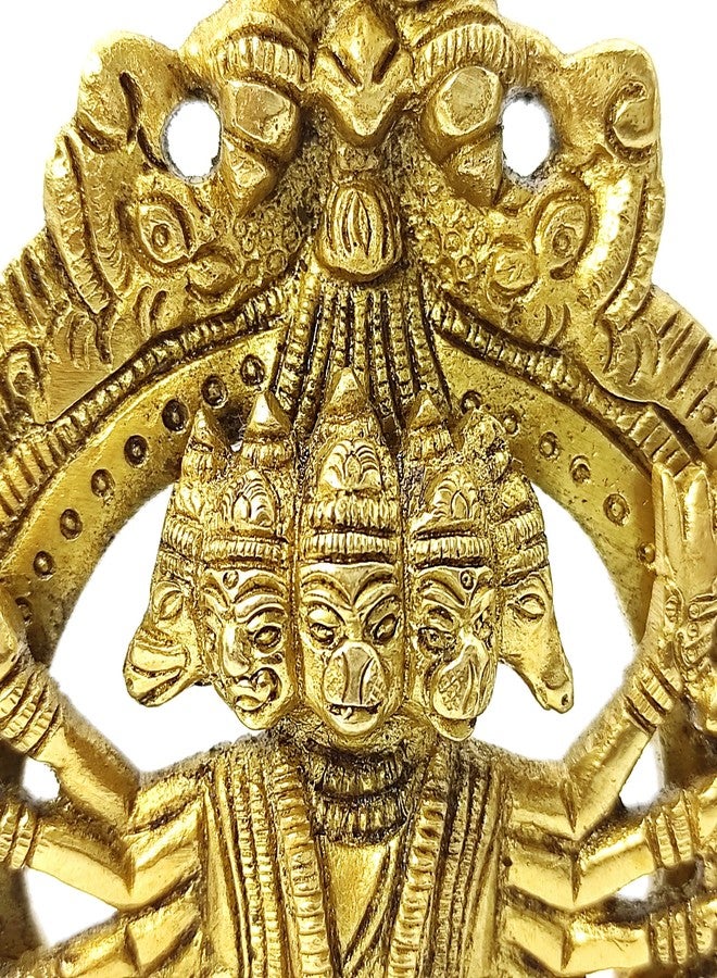 Plus Value Brass Panchmukhi Hanuman Idol Statue Murti Wall Hanging Home Office Decor South Main Door Entrance Vastu Dosh Remedies Product Evil Eye Protection (Size 6.5 Inch) - Image 3