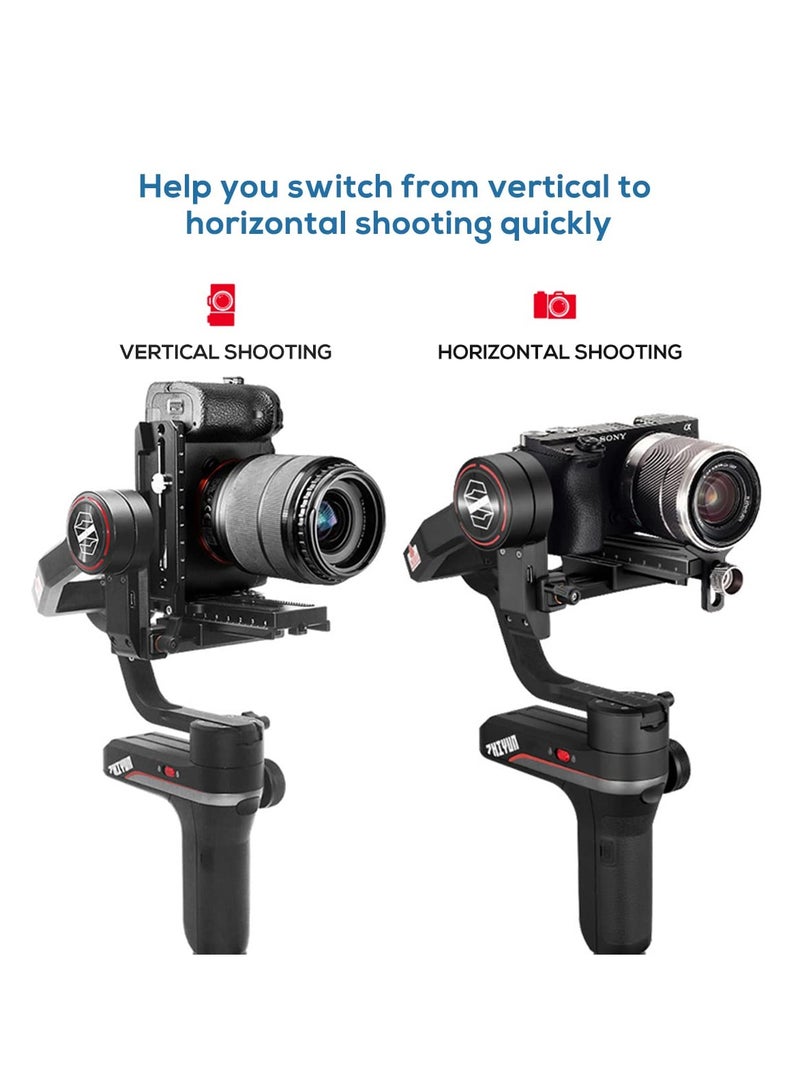 SOLARAE Aluminum L Bracket Vertical Horizontal Switching Quick Release Plate for DJI Ronin RS2 RSC2 for Zhiyun Weebill-S Gimbal Stabilizer Tripod Monopod and SLRs - Image 2