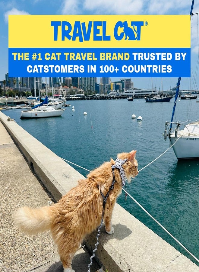 Your Cat Backpack Travel Cat Harness and Bungee Leash Set - 2 in 1 Adjustable Escape Proof Cat Harness & Leash for Small, Medium, Large Cats, Kitten - Safe H-Style for Outdoor Walking (Checkered) - Image 2