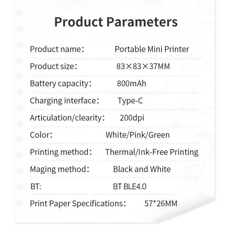 Mini Pocket Printer Portable Thermal Instant Photo Printing Label Maker Machine BT Wireless Connect Compatible with Android or  iOS APP Support Receipt Label Memo Sticker Notes Lists Scrapbook DIY - Image 3