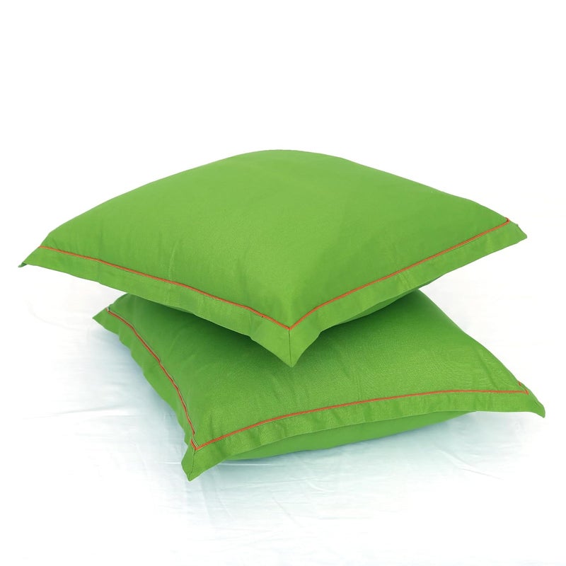 Swayam Cushion Cover Set of 2 Made of Cotton Cotton 200 Thread Count 24 inch x 24 inch Size Machine Washable Fabric Ideal for Home Dcor Green - Image 2