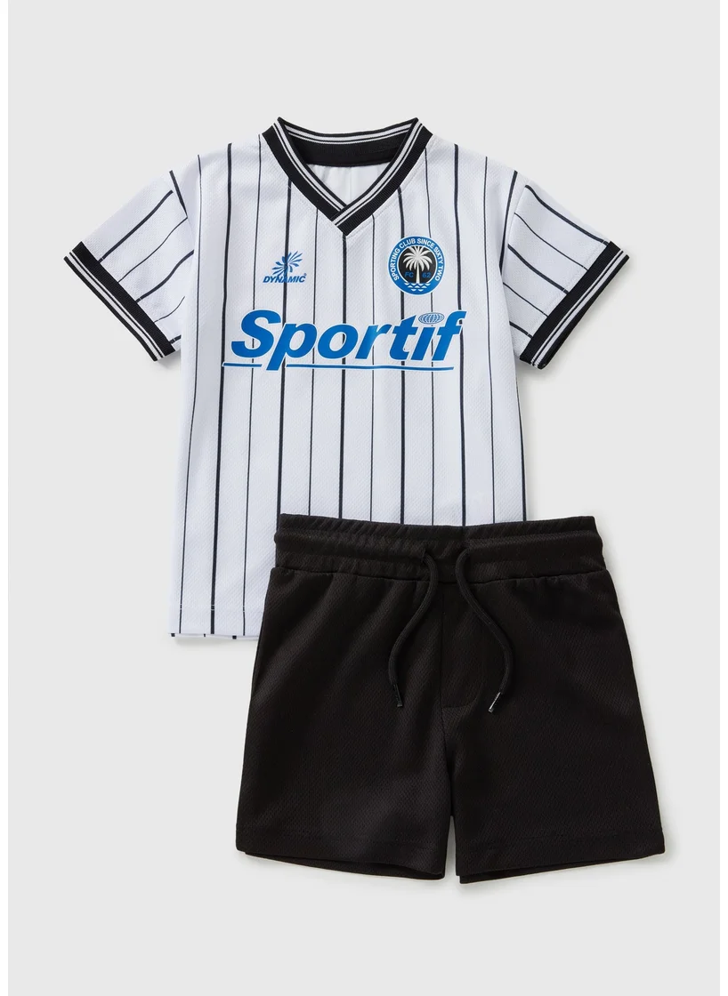 Matalan Boys White Football T-Shirt & Shorts Set