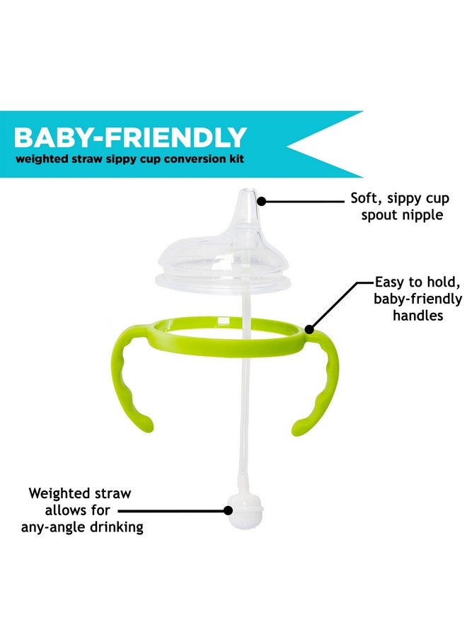 Botabee Soft Spout Transition Sippy Cup Kit for Comotomo Baby Bottles | Conversion Kit Fits 5 and 8 Ounce Bottle | Sippy Cup Baby Bottle Nipple with Weighted Straw & Bottle Handles (Pack of 2, Green) - Image 2