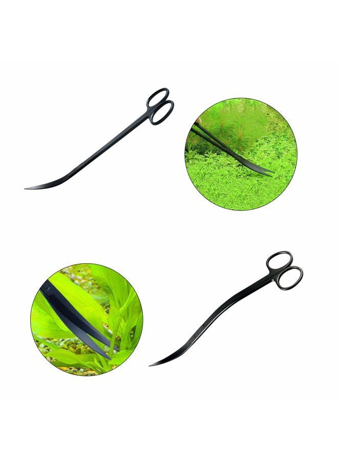 KnR Harmony Aquascaping Tools 7 in 1 Kit Aquarium Plant Scissors Tools Set Curved & Waved Scissor Tweezers Spatula Stainless Steel Anti Rust Tools for Aquascape Black - Image 5