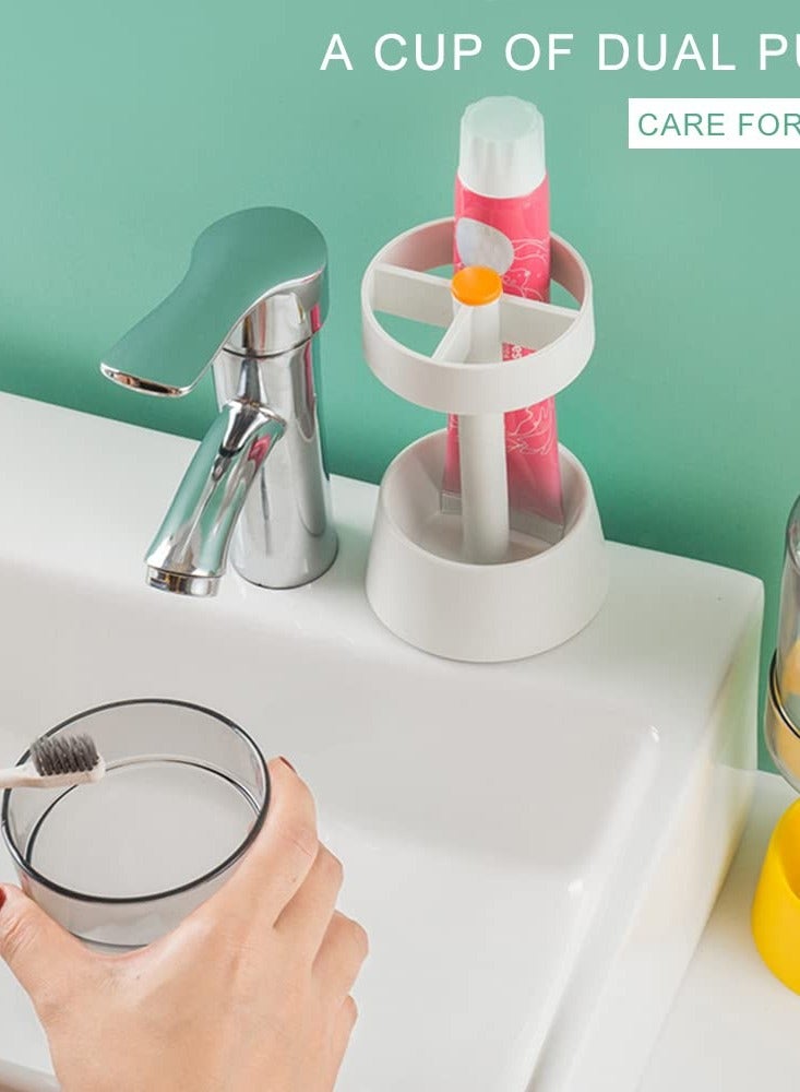 Zikra Toothbrush Holder Stand with Tooth Brush Cups/Cover, Toothpaste Holder Stand with 3Slots, Dental Storage Organizer Holder Stand , for Electric Toothbrushes, Toothpaste (White) - Image 2