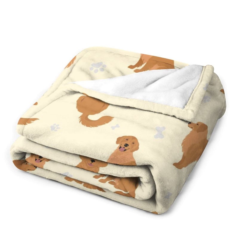 Aiomxzz Golden Retriever Higet Gifts Dog Pattern Flannel Fleece رمي بطانية ناعمة خفيفة الوزن مريحة دافئة غولدن رايفر بطانية تحت عنوان البشر البالغين الأطفال - Image 3