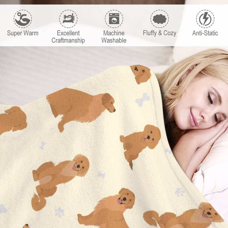 Aiomxzz Golden Retriever Higet Gifts Dog Pattern Flannel Fleece رمي بطانية ناعمة خفيفة الوزن مريحة دافئة غولدن رايفر بطانية تحت عنوان البشر البالغين الأطفال - Image 4