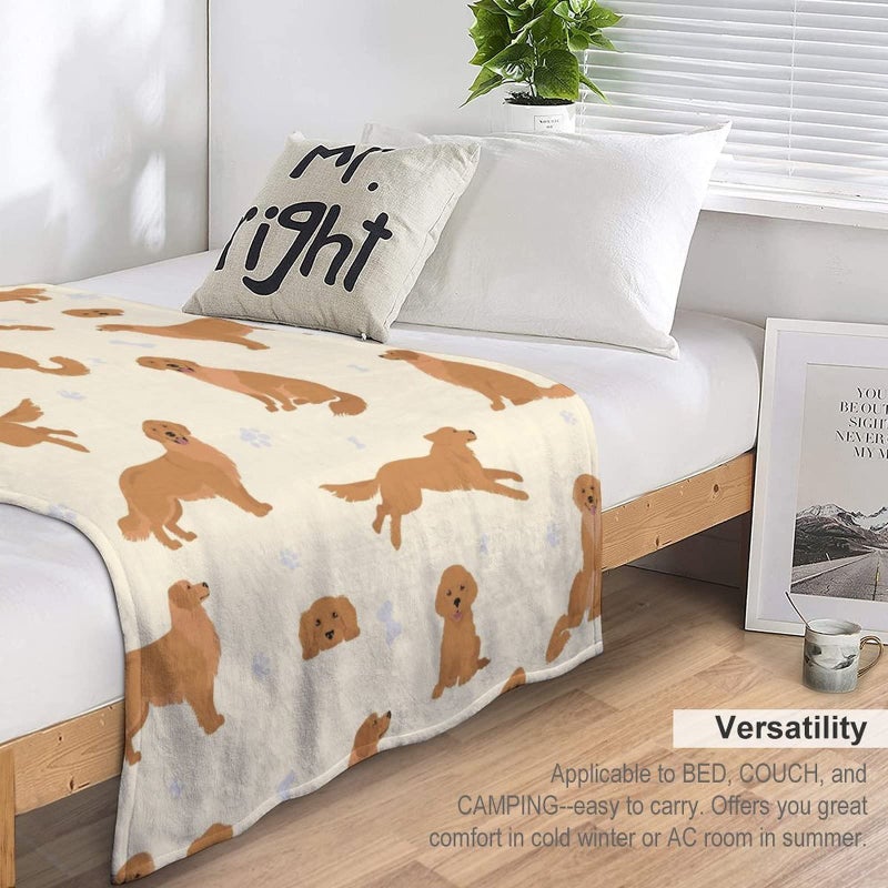 Aiomxzz Golden Retriever Higet Gifts Dog Pattern Flannel Fleece رمي بطانية ناعمة خفيفة الوزن مريحة دافئة غولدن رايفر بطانية تحت عنوان البشر البالغين الأطفال - Image 5