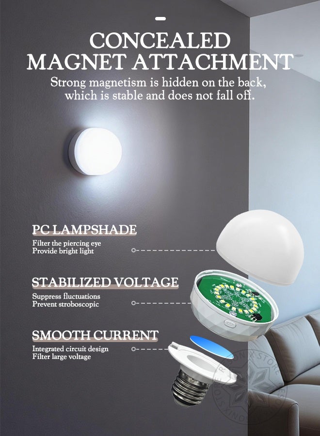 RESONIX 2-Pack E27 Dimmable LED Light Bulbs, Rechargeable with Remote Control, 3 Color Temperatures, Timer Function, Detachable Magnetic Battery-Operated Bulbs - Image 5