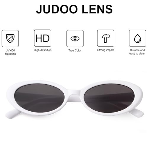 JUDOO Retro Oval Sunglasses for Women Men Tiny Oval Tinted Glasses 90s Style Small Shades - Image 5