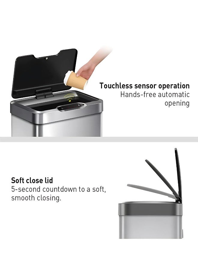 EKO - MIRAGE SERIES | 80L Premium Motion Sensor Trash Bin | Brushed Stainless Steel, Soft-Closing, Fingerprint-Resistant | Metallic Grey Waste Bin for Homes, Offices & Commercial Spaces - Image 1