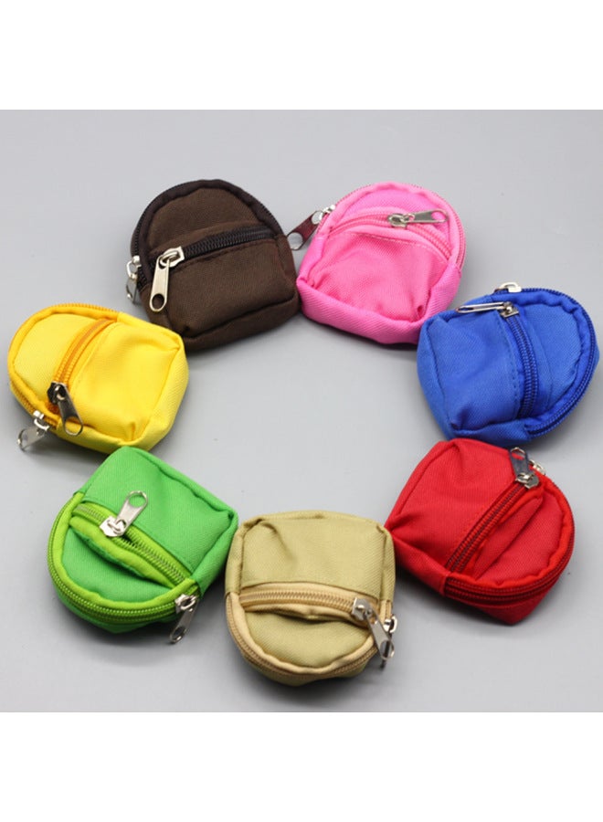 Doll Clothes Change Backpack Small Fabric Doll Bookbag Double Zipper Coin Purse Backpack Toy Accessories-Color:Pink - Image 4
