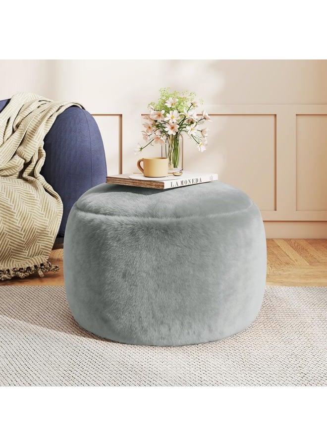 Gericco Round Stuffed Pouf Ottoman for Foot Rest, A Round Modern Foam Filled Poufs, Floor Chair for Living Room, Nursery, Dorm,Outdoor, A Soft Modern Foot Stool Perfect to Rest Your Feet (Grey, 20Inch) - Image 1