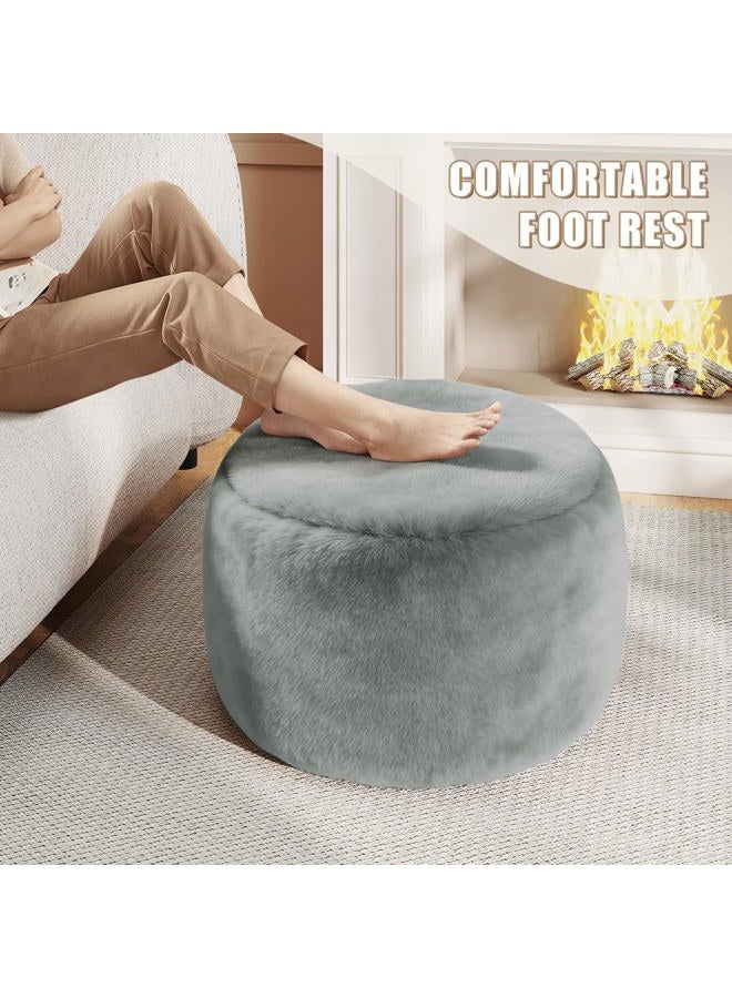Gericco Round Stuffed Pouf Ottoman for Foot Rest, A Round Modern Foam Filled Poufs, Floor Chair for Living Room, Nursery, Dorm,Outdoor, A Soft Modern Foot Stool Perfect to Rest Your Feet (Grey, 20Inch) - Image 4