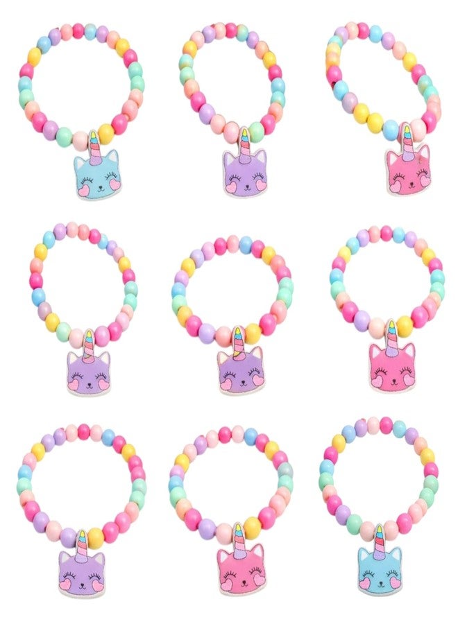 TERA13 Beaded Bracelet For Girls & Women, Unicorn Charm Bracelet, Stretchable And Adjustable Colourful Hand Bracelet, Best Friend Bracelet Set, Return Gifts For Girl, Cute Bra-celet, Random Color (8 Pcs) - Image 1