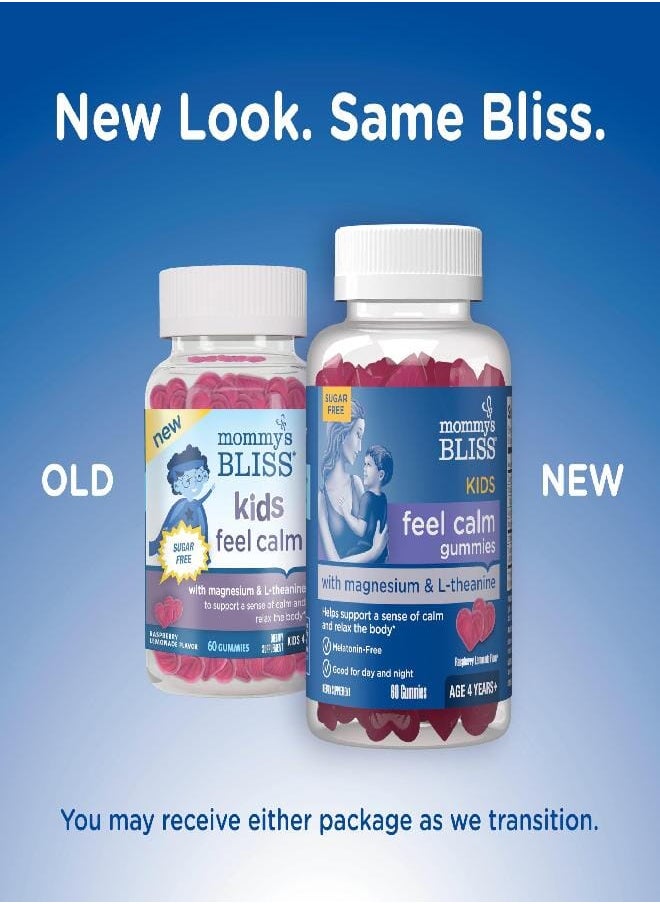 Mommy's Bliss Mommy's Bliss Kids Feel Calm Gummies, Support a Sense of Calm and Relax The Body, Made with Magnesium, L-theanine, Sugar Free Raspberry Lemonade Flavor, Age 4+, 60 Gummies  - Image 2