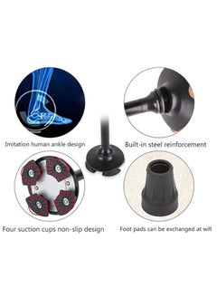 General Folding canes for men and women with LED lights Aluminium crutches 10-point adjustable 84-96 cm / 33-38 inches Men, women and teenagers can carry weights up to 120 kg  - Image 2