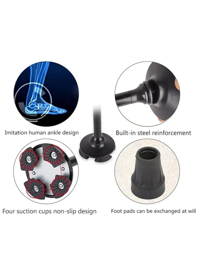 general Folding canes for men and women with LED lights Aluminium crutches 10-point adjustable 84-96 cm / 33-38 inches Men, women and teenagers can carry weights up to 120 kg - Image 2