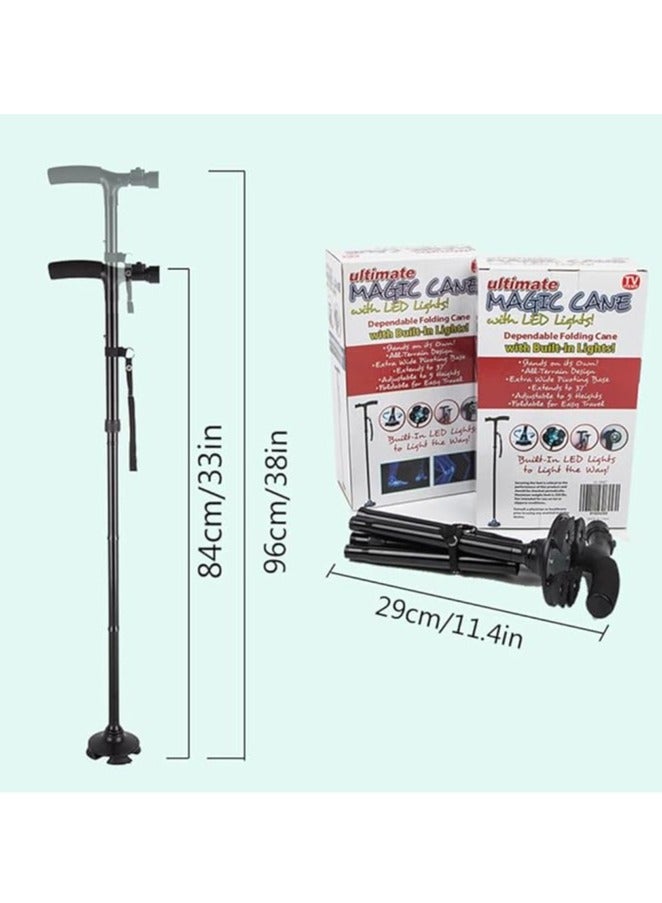 general Folding canes for men and women with LED lights Aluminium crutches 10-point adjustable 84-96 cm / 33-38 inches Men, women and teenagers can carry weights up to 120 kg - Image 3