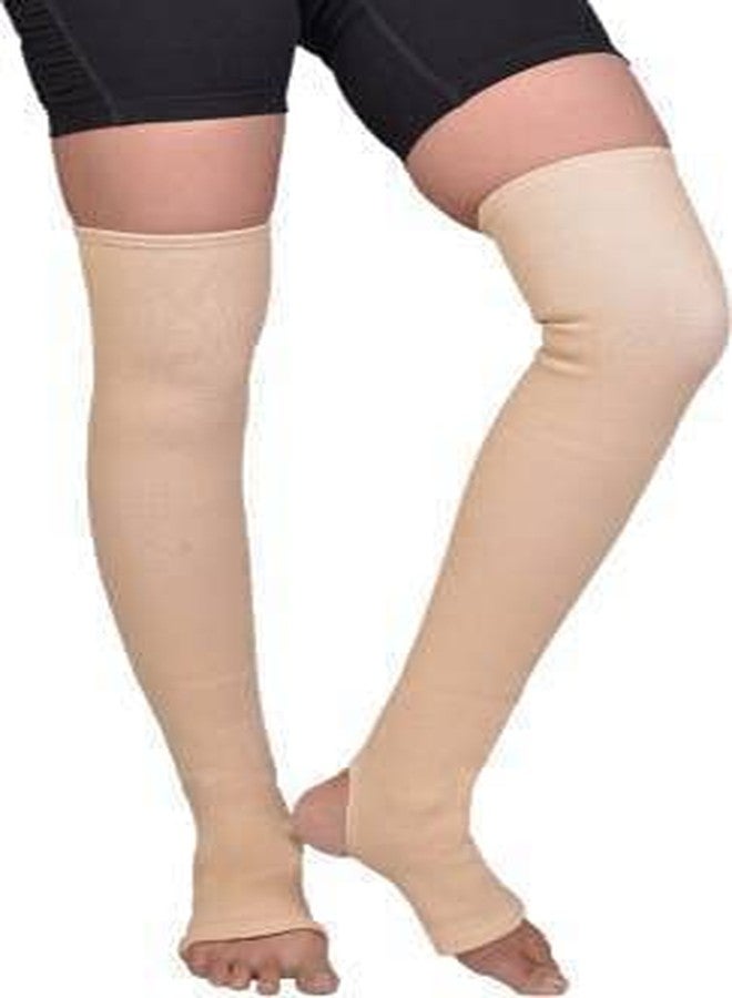 OOFY Varicose Vein Stocking Compression Thigh Length Knee Braces, Calf & Thigh Support (Beige)(XL) - Image 4