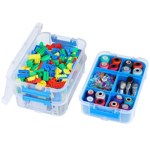 HOLLIO plastic boxes for Storage transparent boxes for storage, Portable & Stackable Space Saving Organiser with Lid for Medicine, Jewelry, Arts & Crafts, Buttons, Beads (Red, 3 TIER WITH 1 TRAY) - Image 5