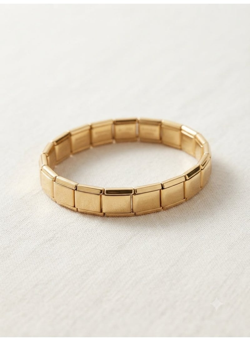 Italian Gold-Finished Modular Link Charm Bracelet
