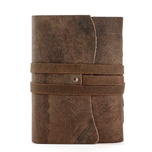 KomalC Handmade Leather Journal | Writing Diary | Bound Daily Notepad For Men & Women Unlined Paper Medium, writing pad gift for artist, sketch - Image 1