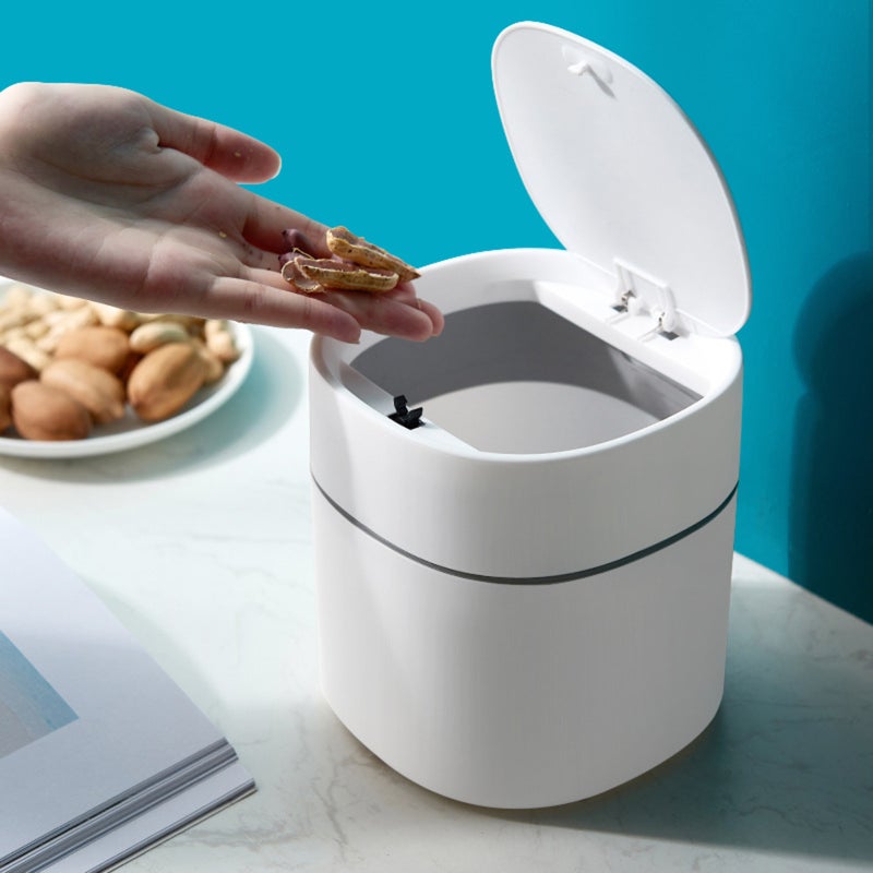 Plastic Desktop Mini Trash Can with Lid Portable Trash Bin Garbage Can for Kitchen Bedroom Dorm Room Car Waste Bin - Image 3