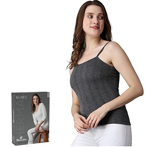Wearslim® Premium Women’s Cotton Quilted Thermal Underwear, Ultra Soft Cold Weather Lightweight Top Spaghetti Warmer - Black (Medium) Pack of 1 - Image 3