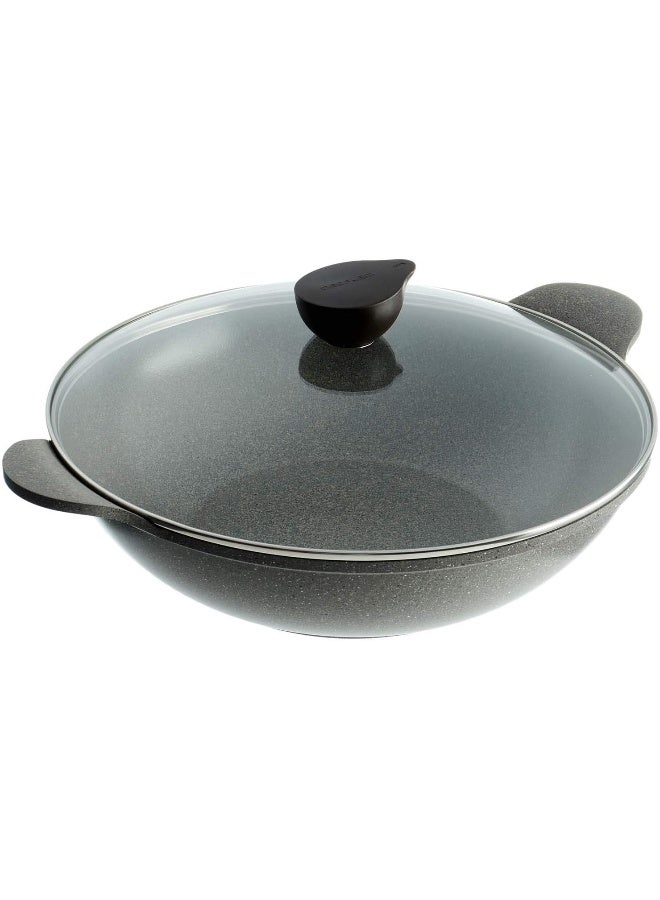 Neoflam Eela Wok 36 Cm With Two Handle Glass Lid Grey - Image 1