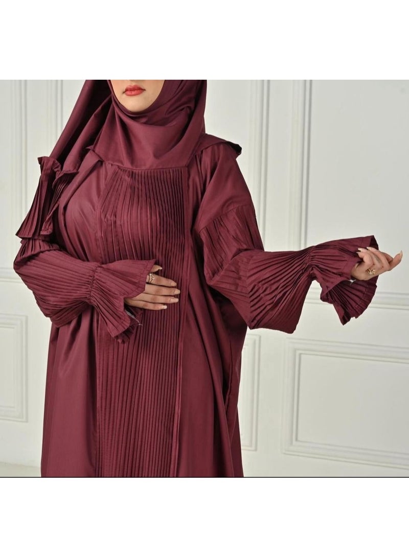 Luxury prayer set - Embroidered prayer mat, padded with comfortable sponge for the feet, with a wide and comfortable women's prayer sheet (pleated), excellent cool material (pocket). - Image 2
