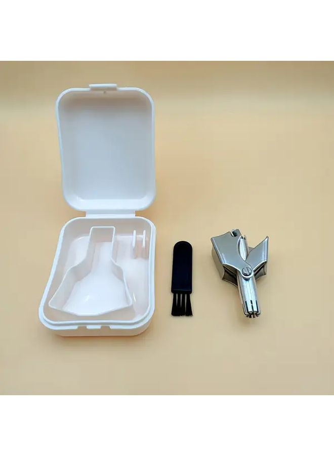 Manual Nose Hair And Ear Trimmer Silvery Heavy Duty Stainless Steel Personal Grooming Tool No Battery Needed Portable With Storage Case Hygienic Nail Like Edge For Precise Trimming Travel Friendly For Home Gym Bathroom Men Women - Image 3