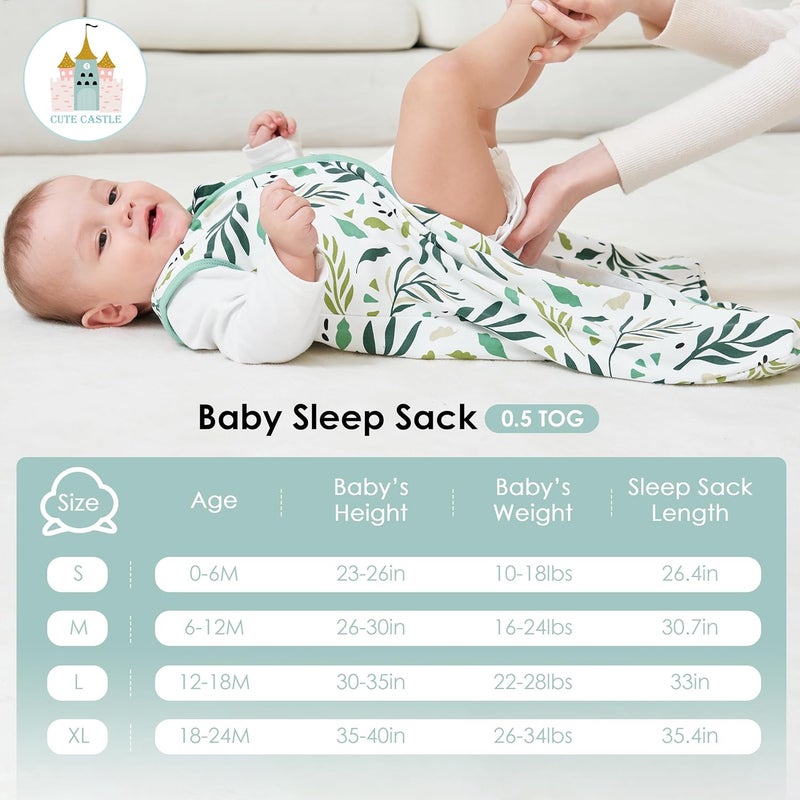 Cute Castle Baby Sleep Sack 06 Months  Lightweight 100 Cotton 2Way Zipper TOG 05 Infant Wearable Blanket Newborn Essentials Toddler Sleep Clothes 3 Pack Green - Image 4