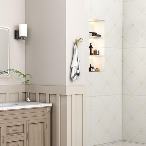 Angle Simple Swivel Towel Hook Brushed Gold 2 PCS, Metal Folding Bathroom Hook, Bath Towel Holder, Heavy Duty Robe Clothes Hanger for Bathroom RV Wall Mount - Image 2