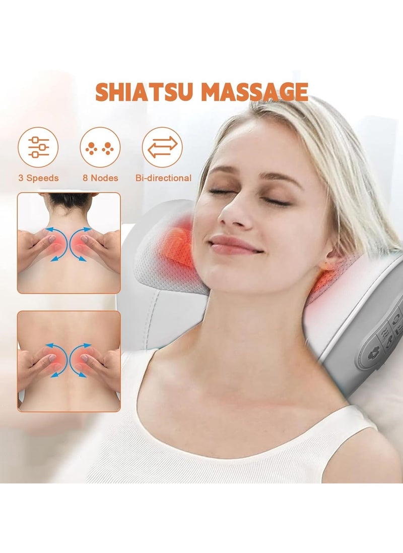 Ru syanl Neck Massager Pillow with Heat for Pain Relief Deep Tissue Neck Stretcher Traction Devices Cervical Hump Corrector with 20 Shiatsu Roller Back Massager for Home Office Chair Car Seat  - Image 3
